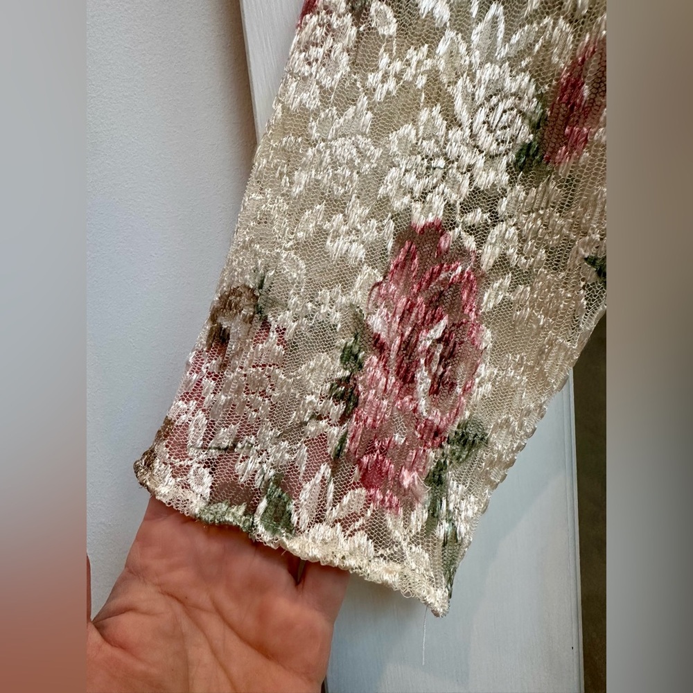 Vintage R&M Richards Floral Rose Lace Duster Cardigan Romantic Fairy Size 10P - Picture 8 of 11